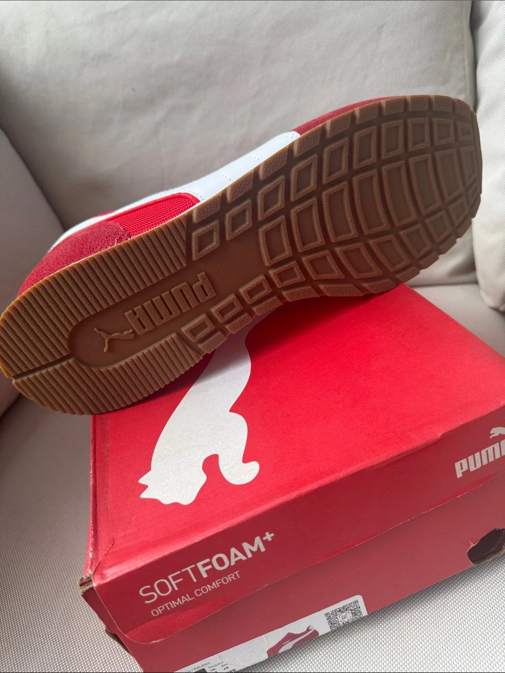 Puma Bright Red Low-Top Running Sneaker with White Formstrip